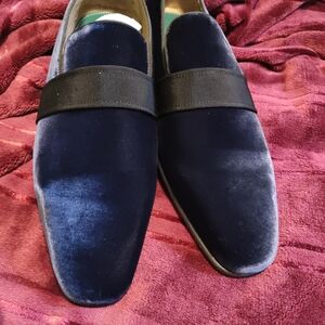 Alba Men's Deep Blue Velvet Loafers with Black Strap